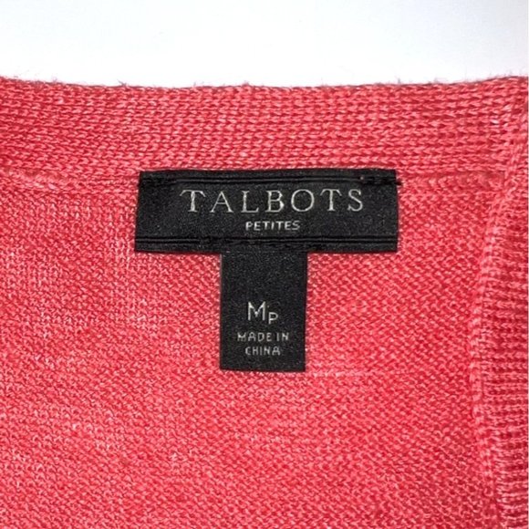 Talbots Petites - Women's M 100% Linen Pink Lightweight Sweater Tie Back - Picture 3 of 13